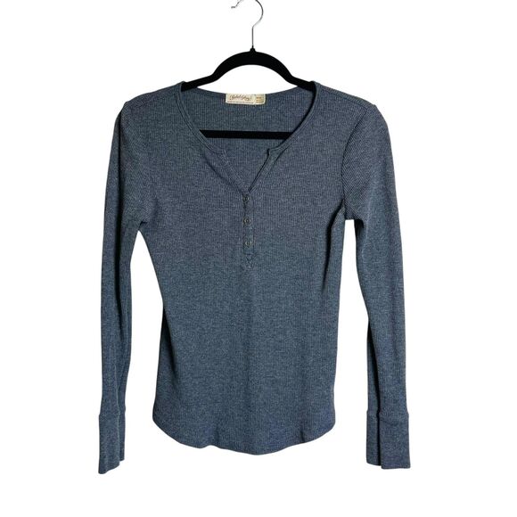 Faded Glory Sweater Womens Small Gray Henley Long Sleeve Thermal Waffle Knit Top - Picture 1 of 9